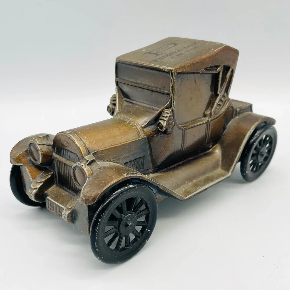 Peoples National Bank 1915 Model T Car Coin Bank Bronze Tone Vintage New Jersey